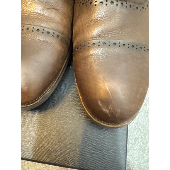 Men\'s Warehouse Size 11D Wide Brown Leather Oxford Dress Shoes Lace up
